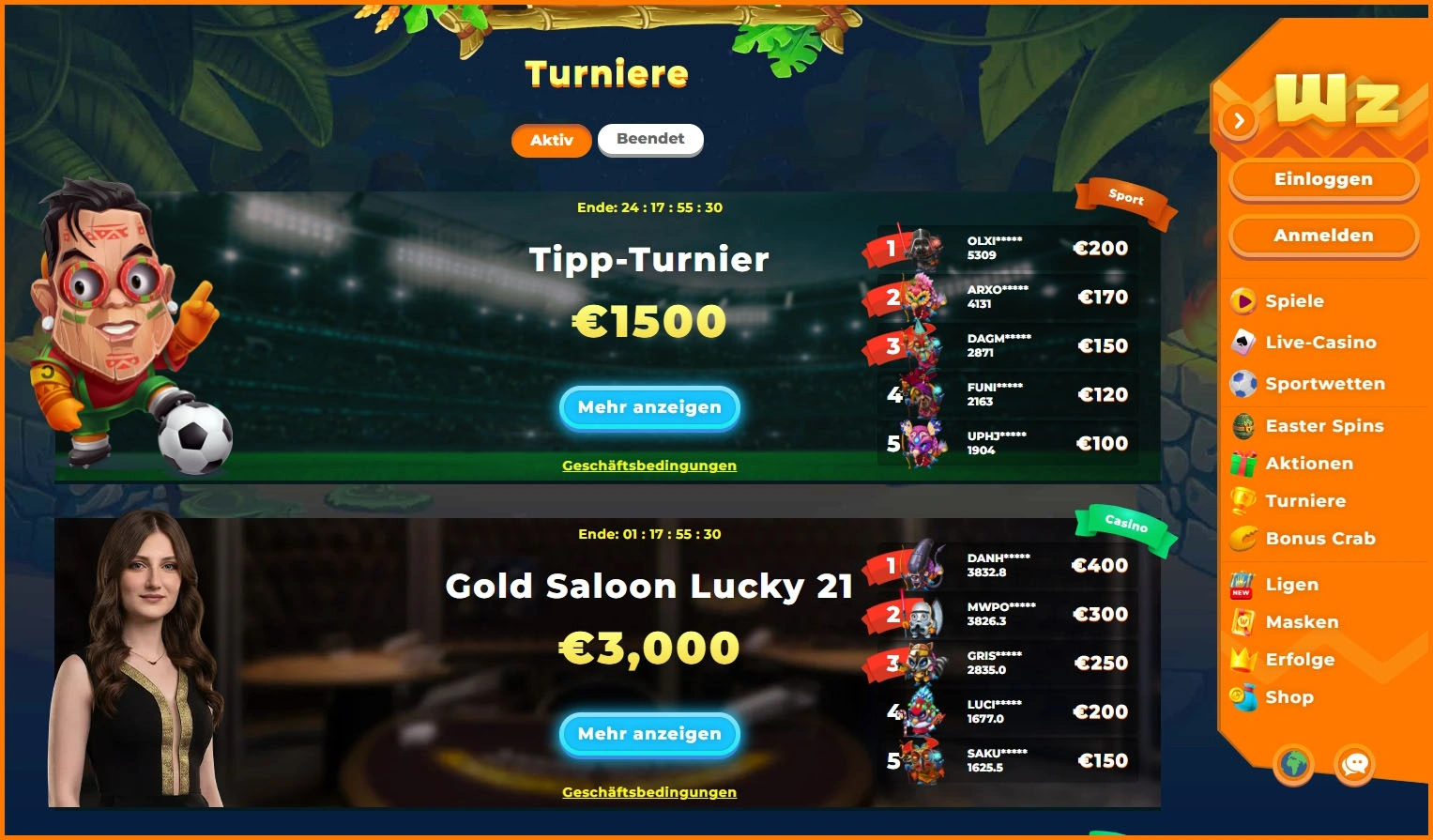 Turniere mit hohem Gewinnpotenzial bei Wazamba Casino