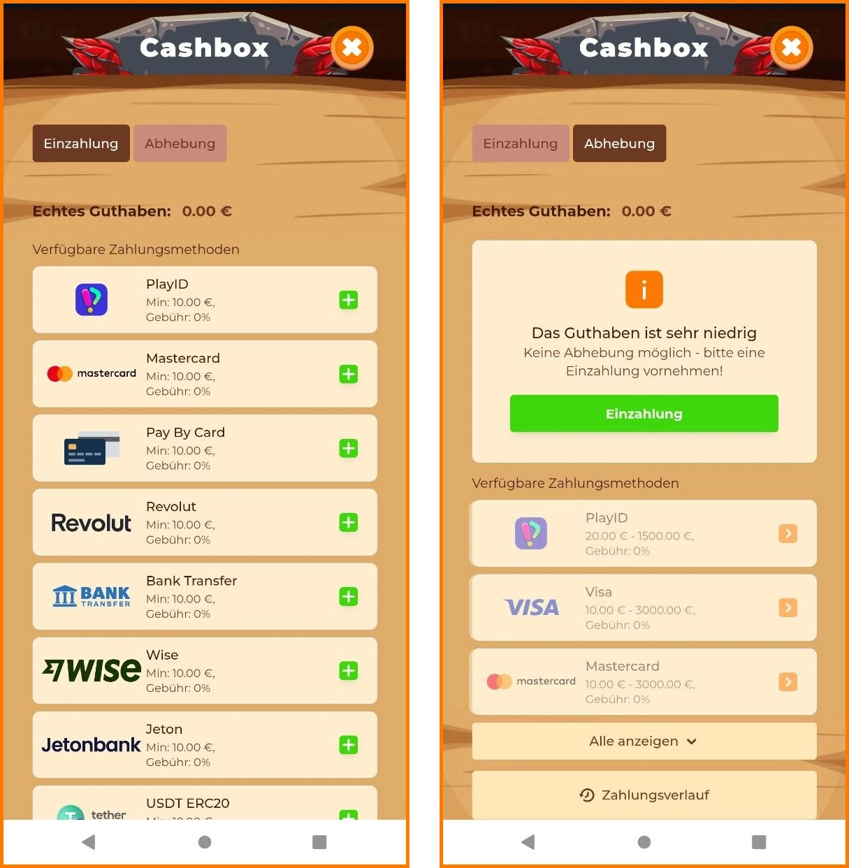 Zahlungsmethoden Übersicht im Wazamba Casino Deutschland